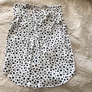 Loft Black & Cream polka dot sleeveless shirt